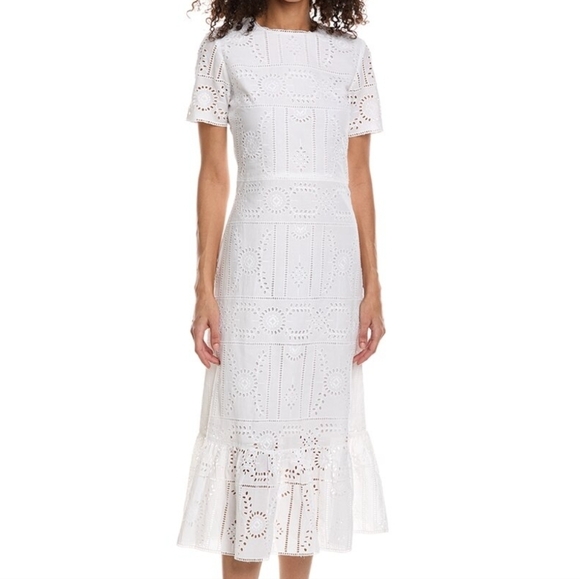 White Eyelet Embroidery Maxi Dress from The Kooples SZ Small EURO 1 - Picture 3 of 14